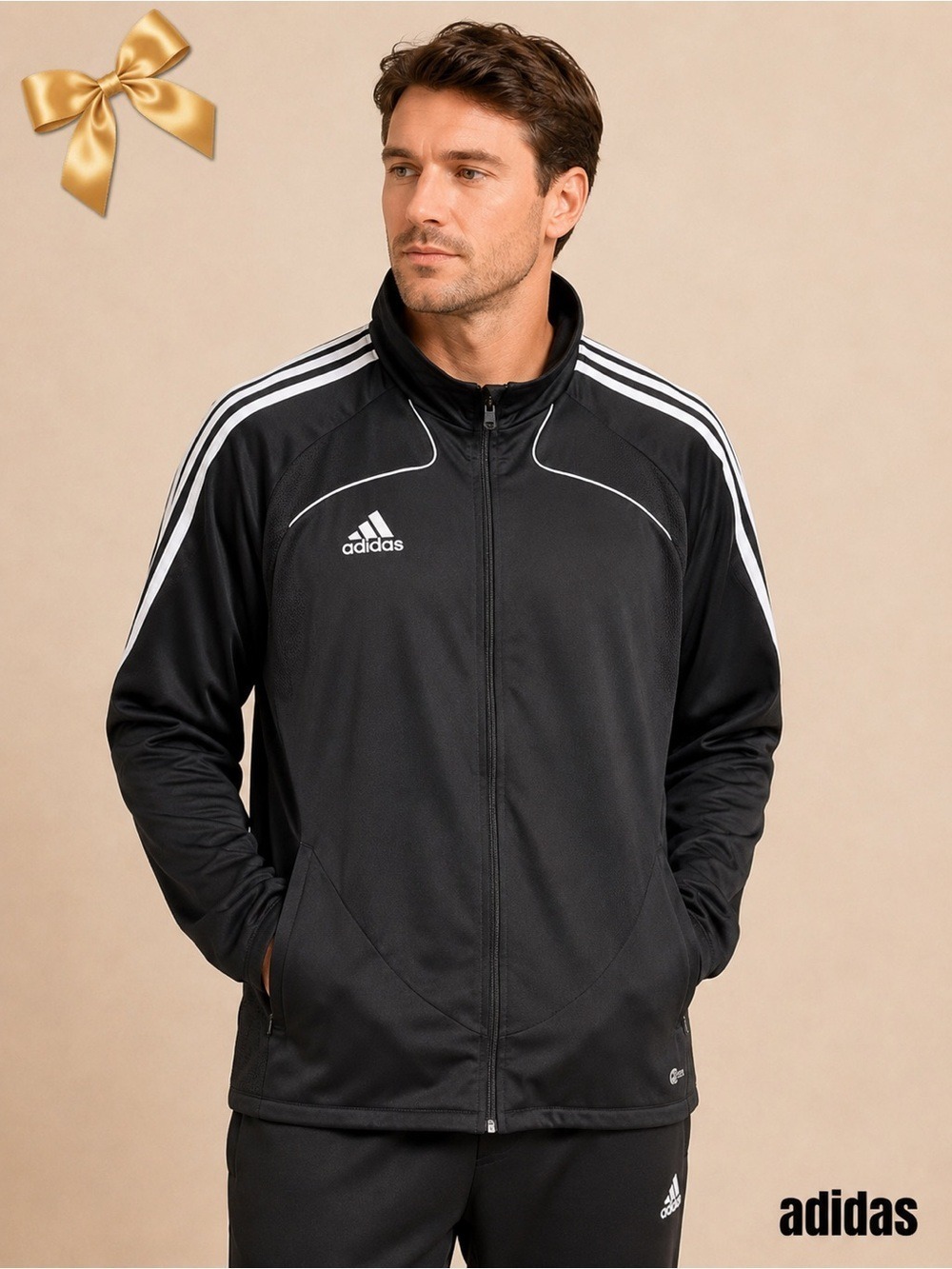Adidas Men’s Large Black Climacool Full Zip Track Jacket 3-Stripes L
